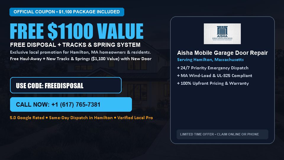 FREE Old Door Haul-Away & Heavy-Duty Tracks in Hamilton, MA - Aisha Mobile Garage Door Repair